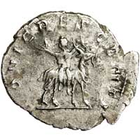 The reverse of an antoninianus of Valerian II showing the young Jupiter seated on the goat Amalthea