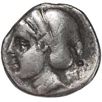 The reverse of a silver coin of Corinth probably showing Aphrodite