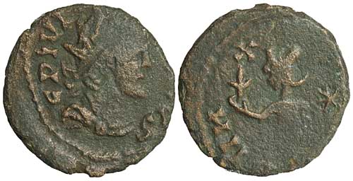 A barbarous imitation of a coin of Tetricus I with a Spes reverse