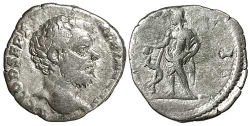 A silver denarius of the emperor Clodius Albinus with an Aesculapius reverse
