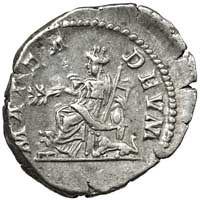 The reverse of a silver denarius of Julia Domna showing Cybele enthroned.
