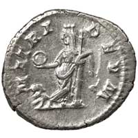 The reverse of a denarius of Julia Domna showing Cybele standing