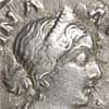 Detail of the obverse of a denarius of Faustina Junior showing a stephane