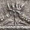 Detail of the reverse of a denarius of the deified Faustina Senior showing an acroterium.
