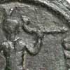 Detail of the reverse of a bronze coin of Gordian III from Hadrianopolis showing Pan holding a lagobalon