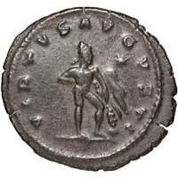 The reverse of an antoninianus of Gallienus showing Hercules