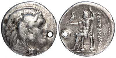 Silver tetradrachm of Alexander III The Great from Miletos.