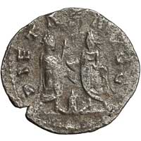 The reverse of a denarius of Gallienus showing him and his father Valerian sacrificing.