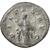 The reverse of an antoninianus of Otacilia Severa showing Pietas with a child