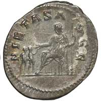 The reverse of an antoninianus of Salonina showing Pietas with three children.