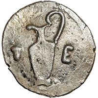 The obverse of a silver coin of Terone in Macedonia.