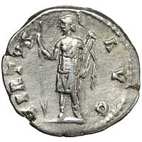 The reverse of a denarius of Antoninus Pius showing Virtus