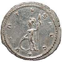 The reverse of an antoninianus of Gallienus showing Virtus