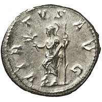 The reverse of an antoninianus of Philip I showing Virtus